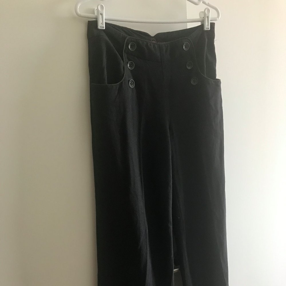 Mid-Rise Linen Pant with Sailor Button Detail